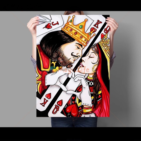 King And Queen Playing Card Wall Picture - Picture 1 of 5